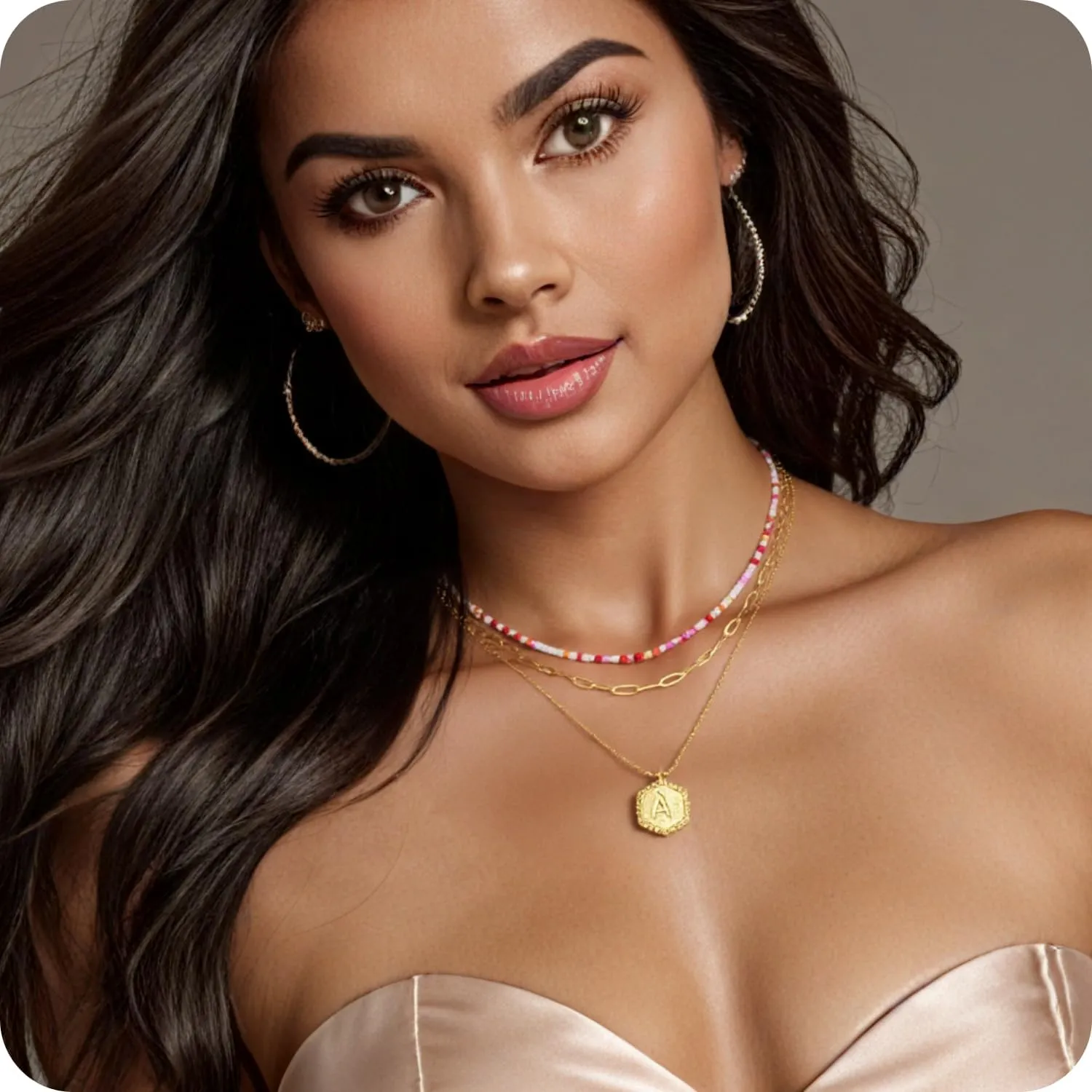 Dainty Layered Gold Necklace for Women18K Gold Plated Initial Hexagon Pendant Adjustable NecklacesTrendy Gold Necklaces Set for Women Jewelry