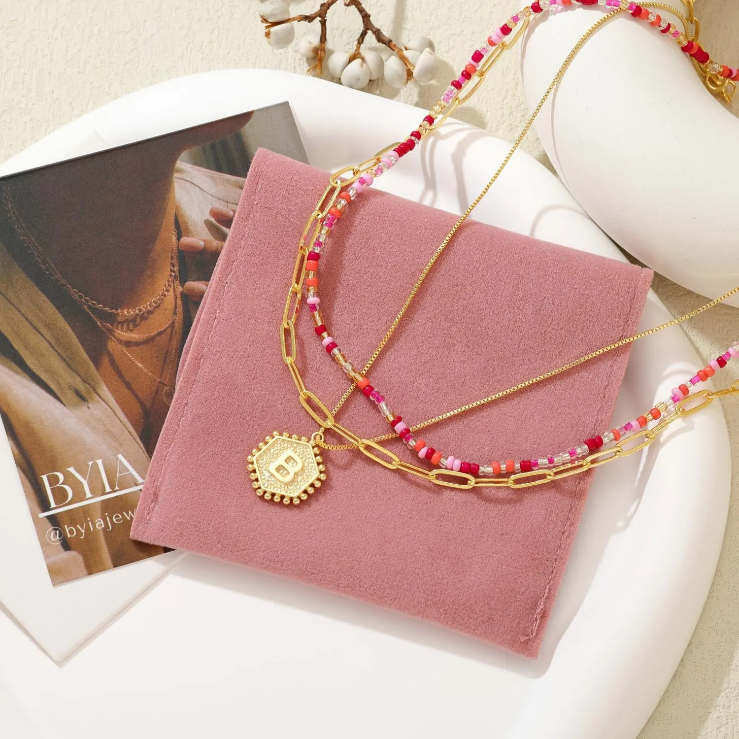 Dainty Layered Gold Necklace for Women18K Gold Plated Initial Hexagon Pendant Adjustable NecklacesTrendy Gold Necklaces Set for Women Jewelry