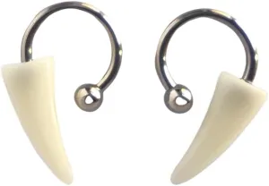 DATOA 2Pcs Personalized Wolf Teeth Lip Rings for Women Men Stainless Steel Fangs Body Jewelry