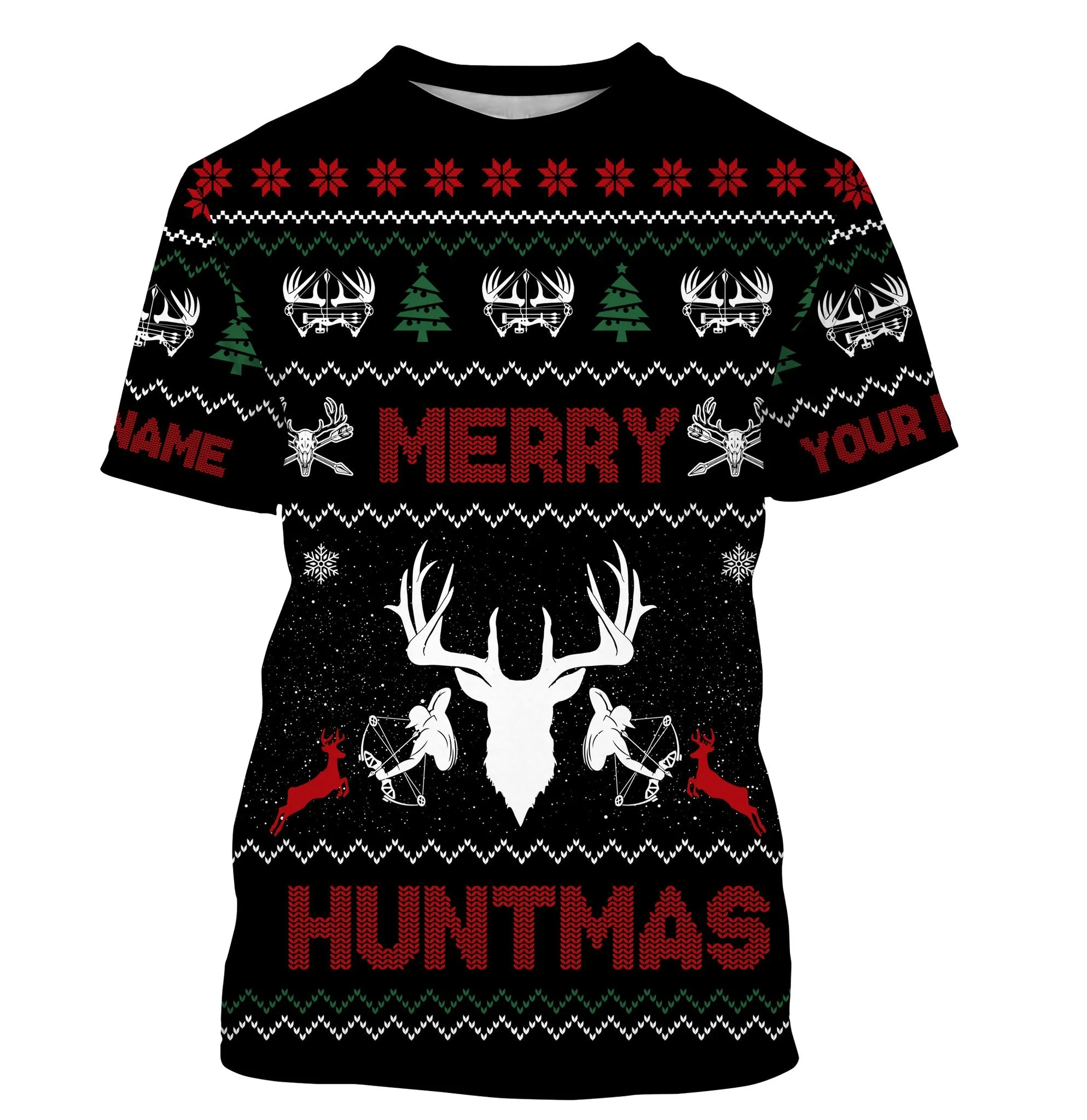 Deer Hunter Merry Huntmas Custom Funny 3D Long Sleeve Shirts, Hunter Gift