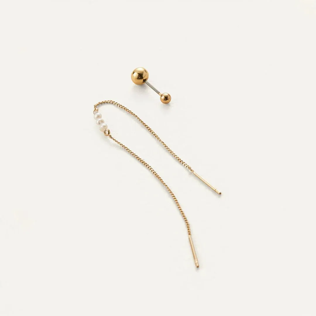 Delphine Threader Earring and Stud Set (Gold)