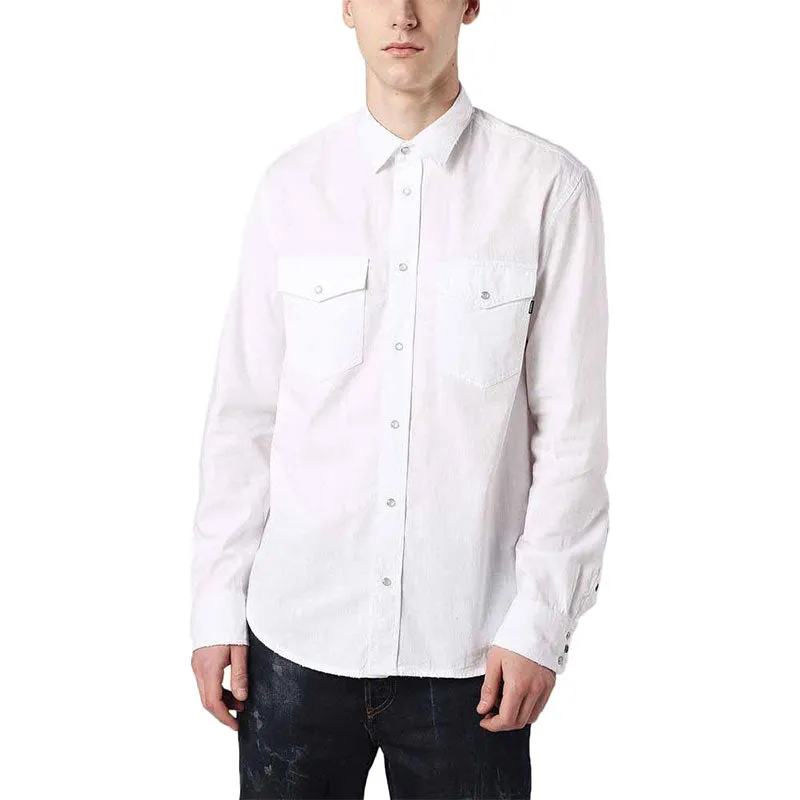DIESEL D ROOKE Mens Shirts Long Sleeve Regular Fit Camicia Cotton White Shirts