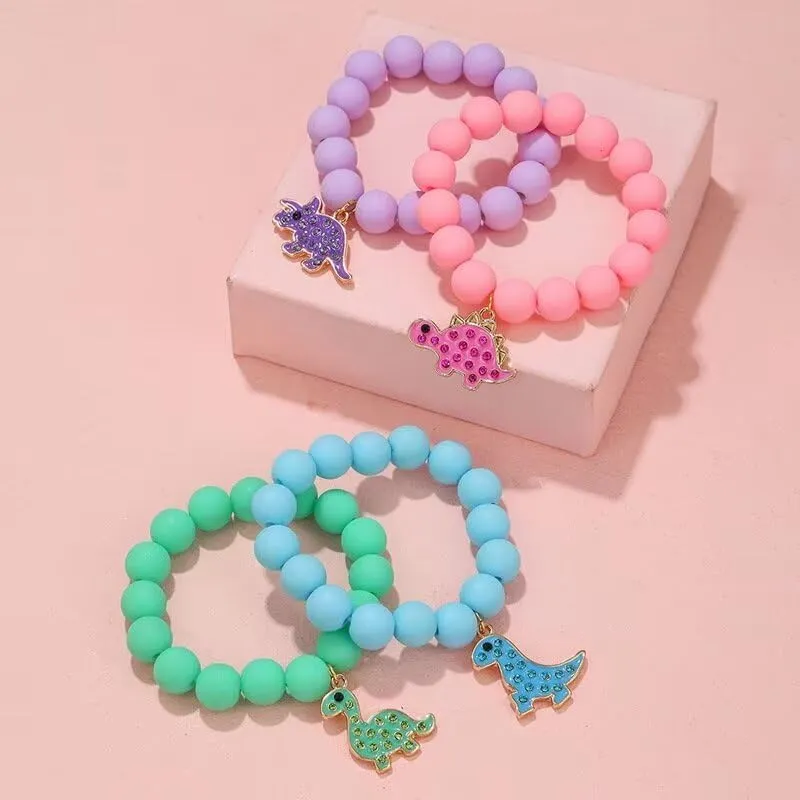 Dinosaur Bracelets Acrylic Colorful Love Heart Butterfly Beaded Bracelet Set Friendship Jewelry for Women Friend