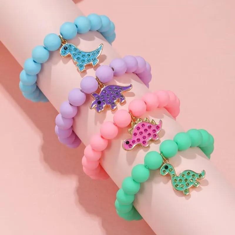 Dinosaur Bracelets Acrylic Colorful Love Heart Butterfly Beaded Bracelet Set Friendship Jewelry for Women Friend