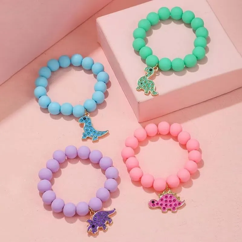 Dinosaur Bracelets Acrylic Colorful Love Heart Butterfly Beaded Bracelet Set Friendship Jewelry for Women Friend