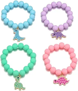 Dinosaur Bracelets Acrylic Colorful Love Heart Butterfly Beaded Bracelet Set Friendship Jewelry for Women Friend