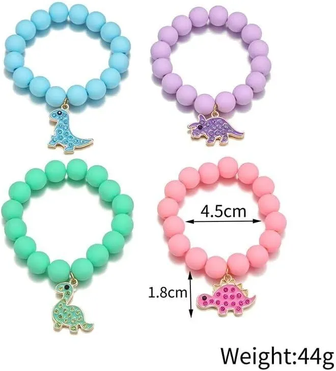 Dinosaur Bracelets Acrylic Colorful Love Heart Butterfly Beaded Bracelet Set Friendship Jewelry for Women Friend