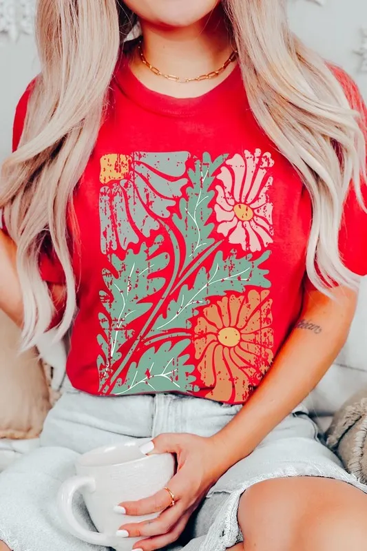 Distressed Boho flower Graphic Tee