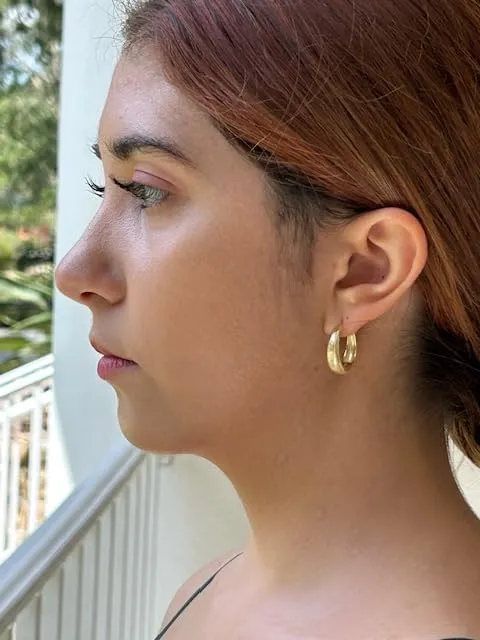 DIVAS Hoop Style Earrings Solid Sterling Silver 14K Gold Plated
