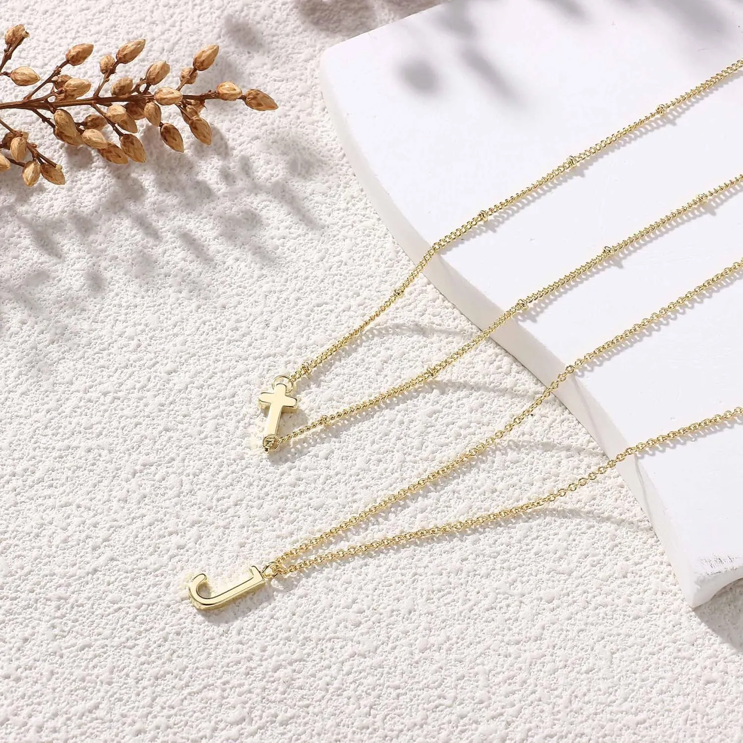 Dochais Layered Gold Necklaces for Women Trendy Dainty Cross Choker Necklace 14k Gold Plated Stack Initial Statement Pendant Chain Necklace