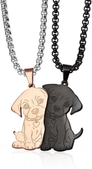 Dog Couples Necklace Cute Dog Sitting Puzzle Matching Necklaces Gift for Men Women