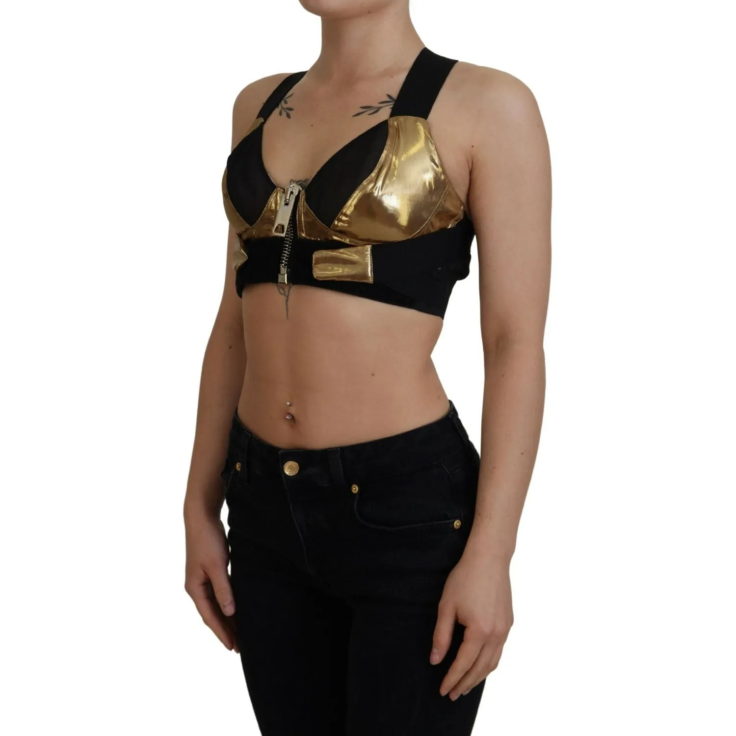 Dolce & Gabbana Elegant Cropped Top with Front Zipper