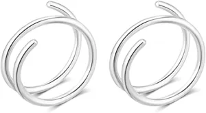 Double Hoop Nose Ring for Single Piercing, Spiral Nose Ring, Double Nose Hoops for Women, 8mm 20G Nostril Piercing Jewelry
