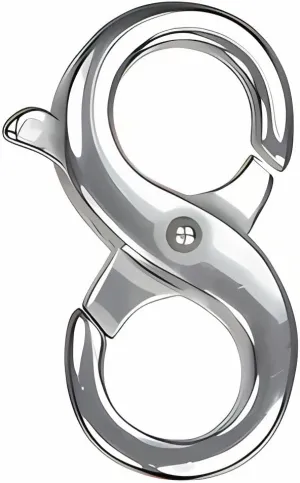 Double Opening Sterling Silver Infinity Figure Eight Lobster Clasp 15mm x 10mm, 925 Silver, Medium Size for Bracelets & Necklaces, Double Interchangeable Clasp with Secure Closure | SKU: j-4119