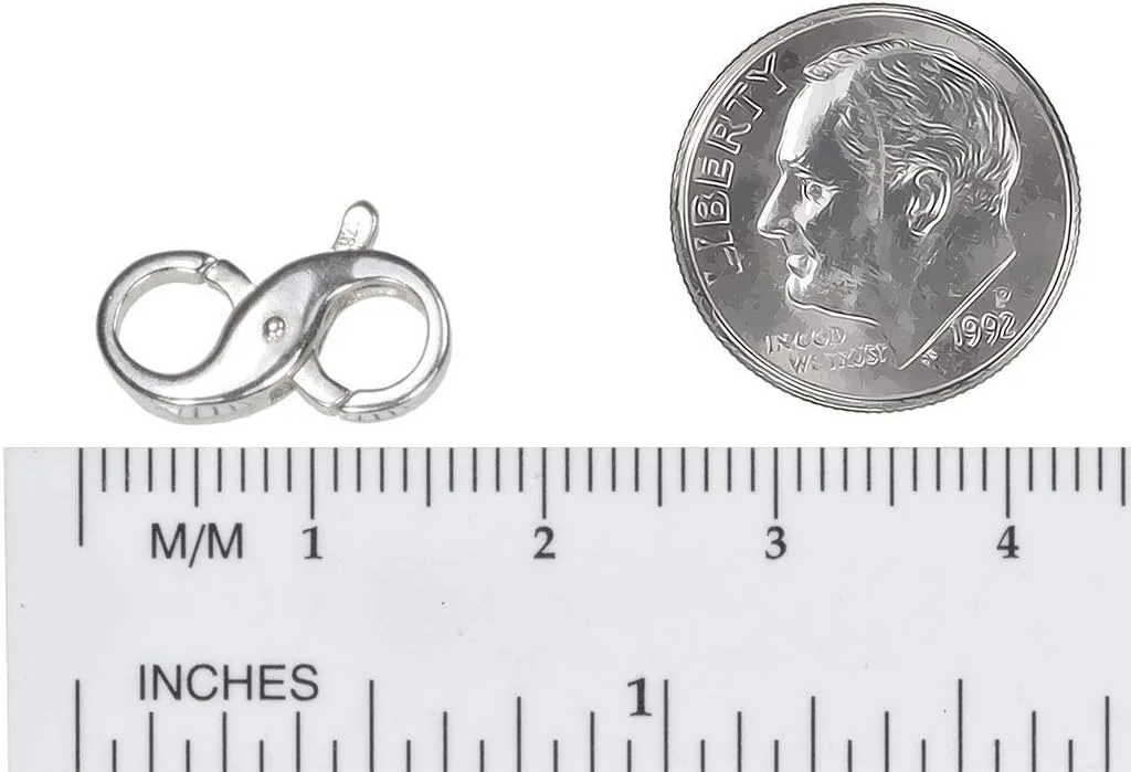 Double Opening Sterling Silver Infinity Figure Eight Lobster Clasp 15mm x 10mm, 925 Silver, Medium Size for Bracelets & Necklaces, Double Interchangeable Clasp with Secure Closure | SKU: j-4119