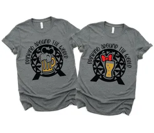 Drinking Around the World Matching Disney Shirts - Disney Couples Shirt - Epcot Food and Wine Festival - Drinking T Shirts