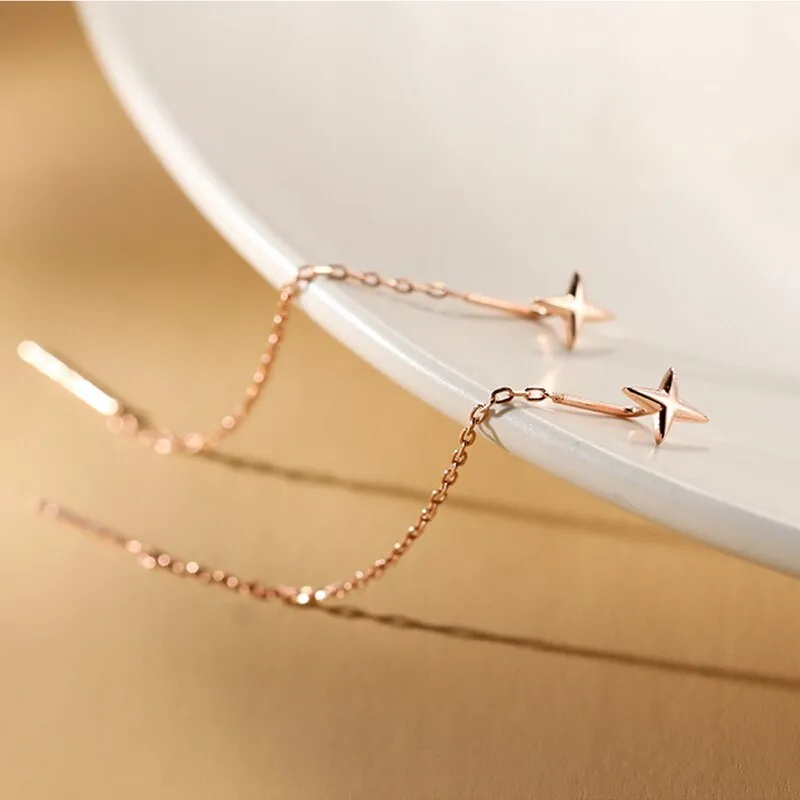 Drop Ear Line Long Hanging Earrings For Women Silver Gold Color Zircon Crystal Piercing Threader Earing Ear Accessories Jewelry