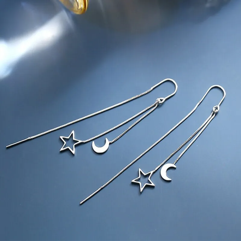 Drop Ear Line Long Hanging Earrings For Women Silver Gold Color Zircon Crystal Piercing Threader Earing Ear Accessories Jewelry
