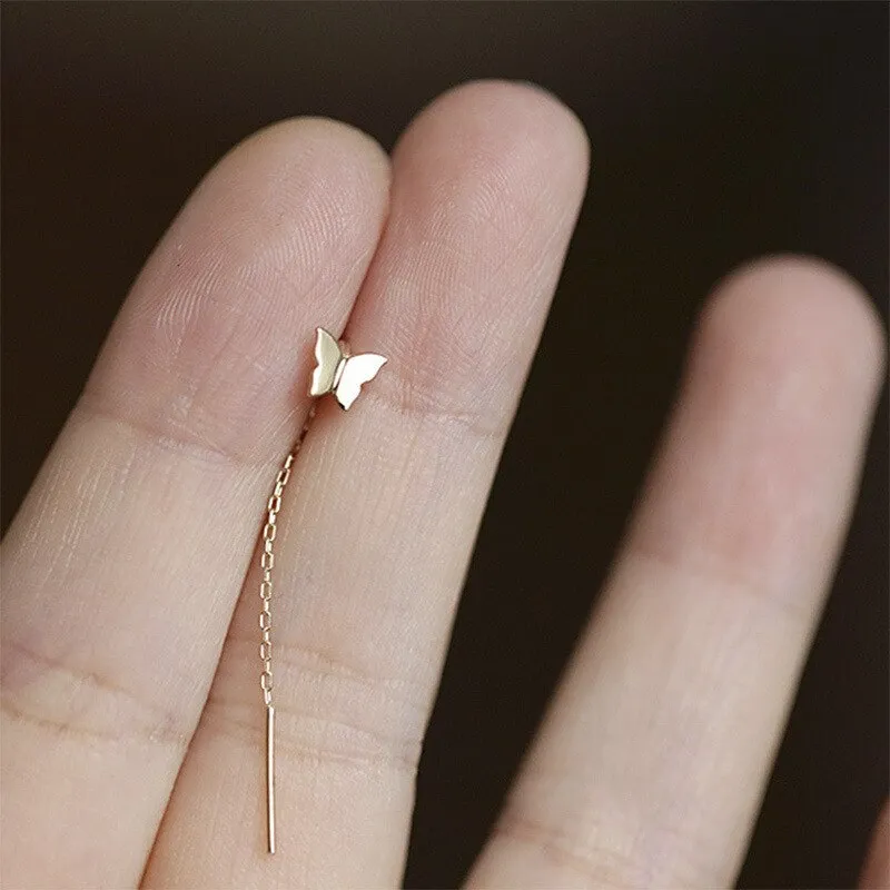 Drop Ear Line Long Hanging Earrings For Women Silver Gold Color Zircon Crystal Piercing Threader Earing Ear Accessories Jewelry