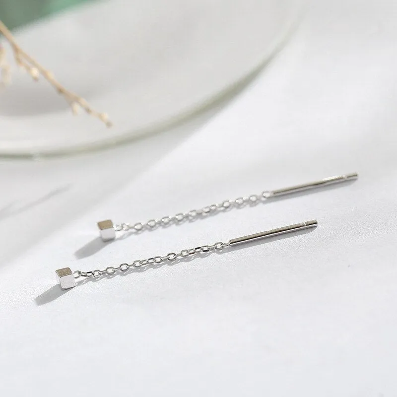 Drop Ear Line Long Hanging Earrings For Women Silver Gold Color Zircon Crystal Piercing Threader Earing Ear Accessories Jewelry