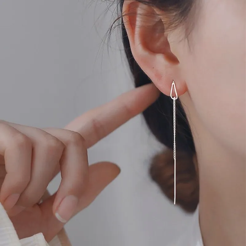 Drop Ear Line Long Hanging Earrings For Women Silver Gold Color Zircon Crystal Piercing Threader Earing Ear Accessories Jewelry