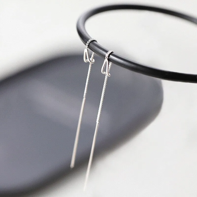 Drop Ear Line Long Hanging Earrings For Women Silver Gold Color Zircon Crystal Piercing Threader Earing Ear Accessories Jewelry