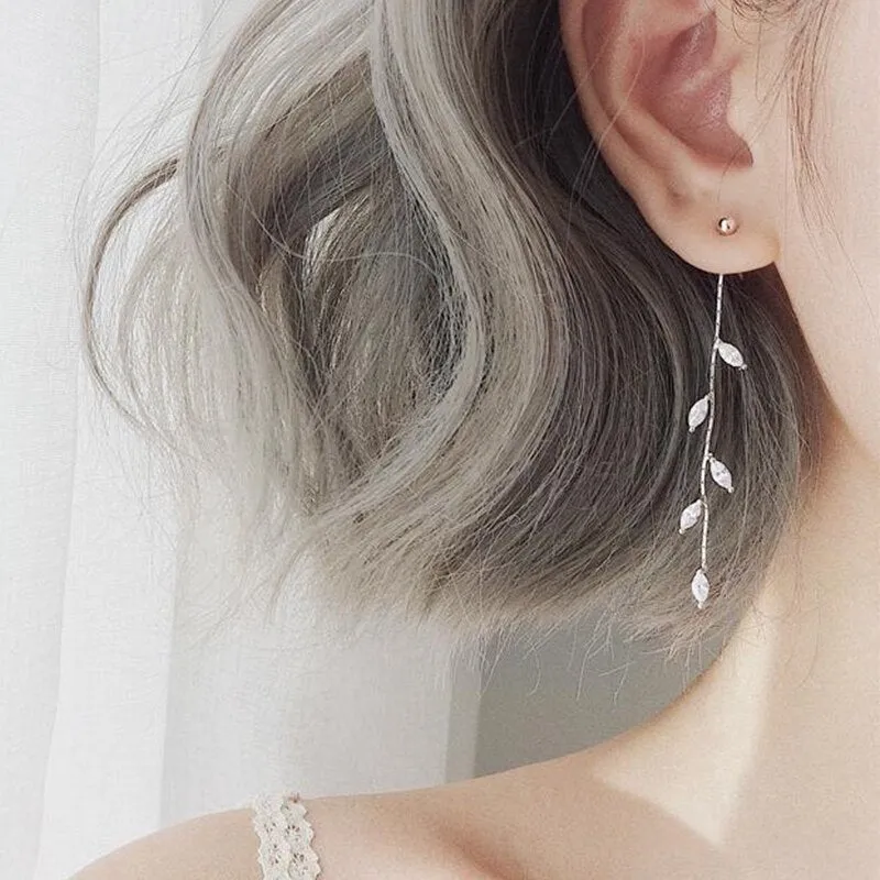 Drop Ear Line Long Hanging Earrings For Women Silver Gold Color Zircon Crystal Piercing Threader Earing Ear Accessories Jewelry