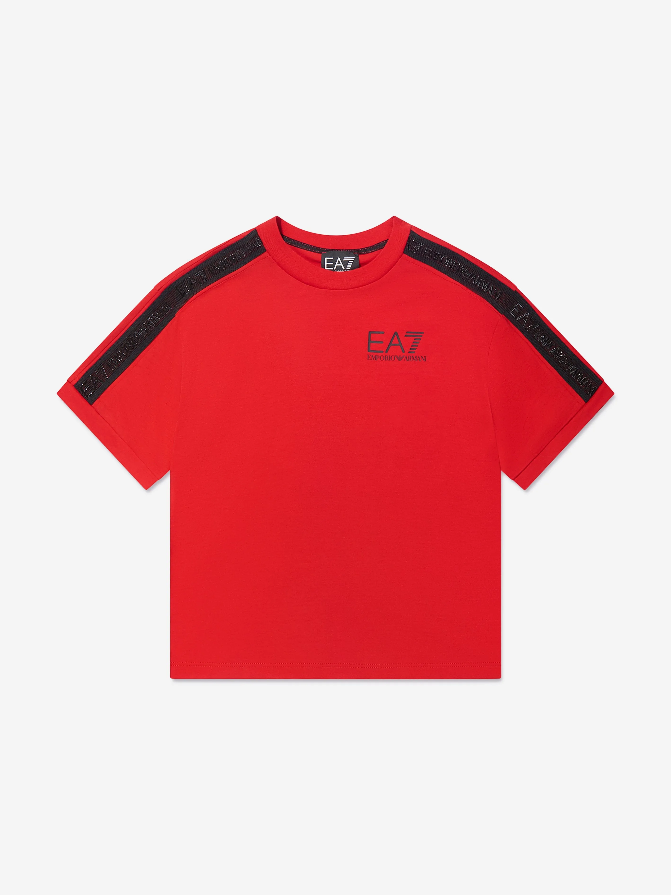 EA7 Emporio Armani Boys Logo Tape T-Shirt in Red