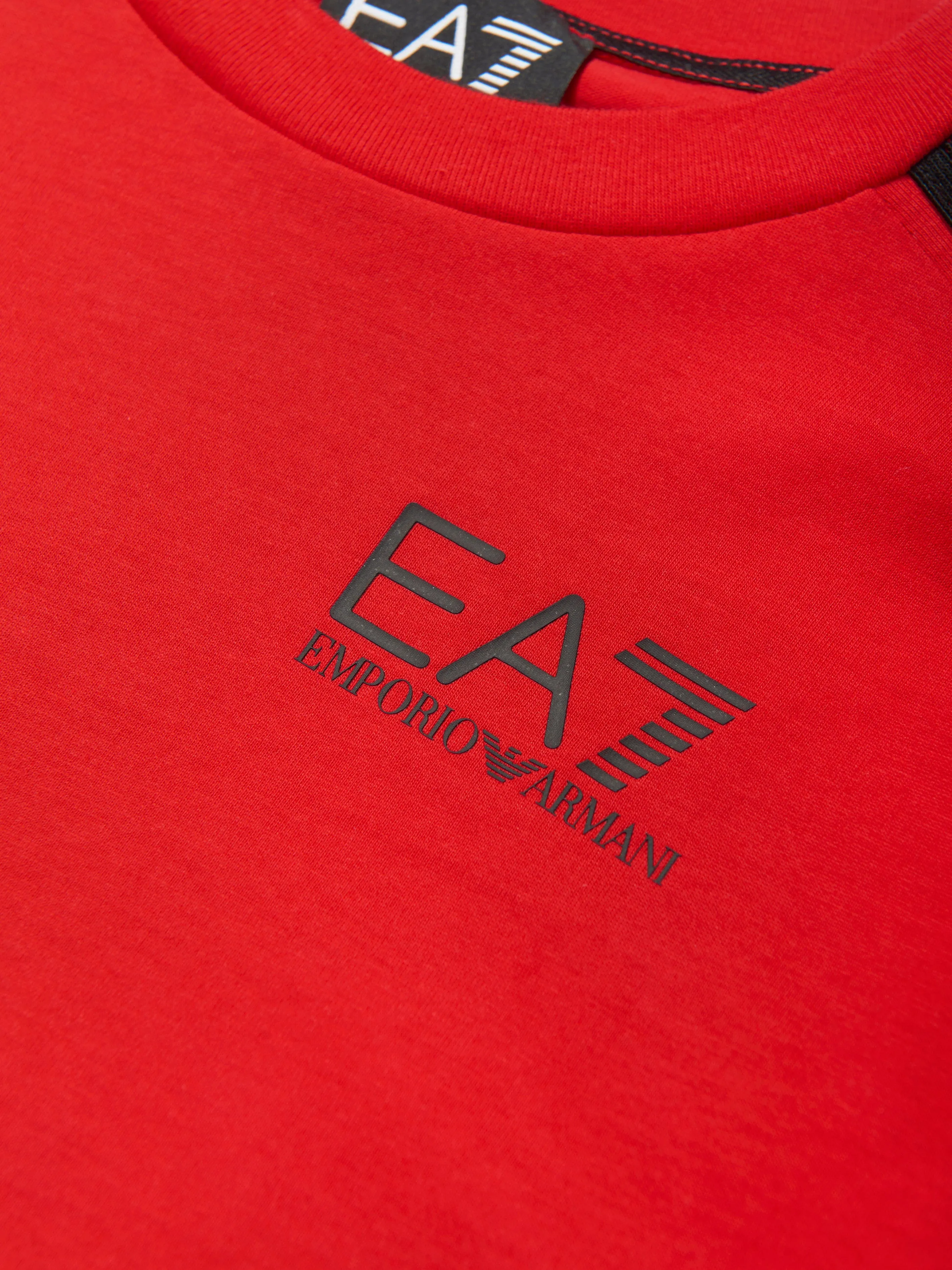 EA7 Emporio Armani Boys Logo Tape T-Shirt in Red