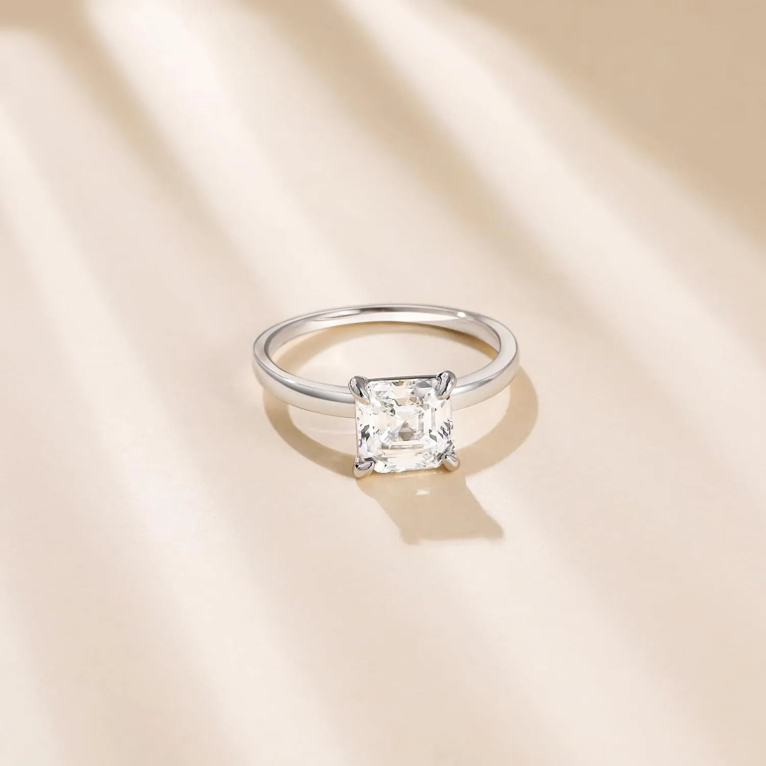 EAMTI 2.5CT Asscher Cut Engagement Rings for Women Cubic Zirconia CZ 925 Sterling Silver Wedding Rings for Her Solitaire Promise Wedding Bands Size 3-11