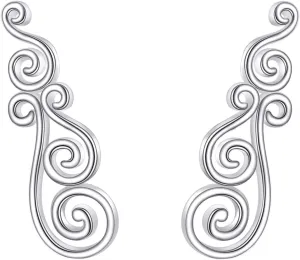 Ear Climber Earrings for Women Sterling Silver Vintage Boho Filigree Ear Crawler Earrings