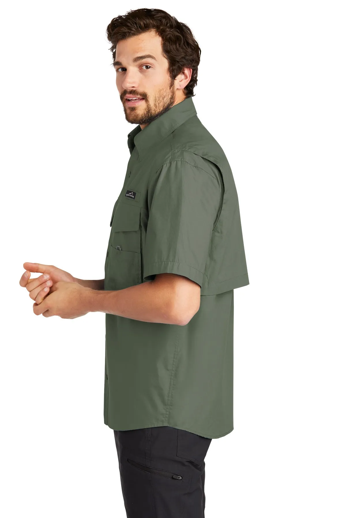 Eddie Bauer Short Sleeve Branded Fishing Shirts, Seagrass Green