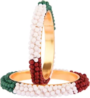 Efulgenz Indian Bangles for Women Indian Bangle Set Faux Pearl Beads Bracelet Jewelry for Women
