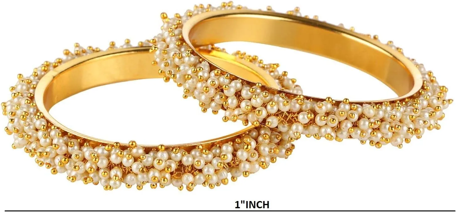 Efulgenz Indian Bangles for Women Indian Oxidized Jewelry Boho Vintage Antique Indian Faux Pearl Beaded Bracelets Bangle Set Bollywood Fashion Statement Jewelry