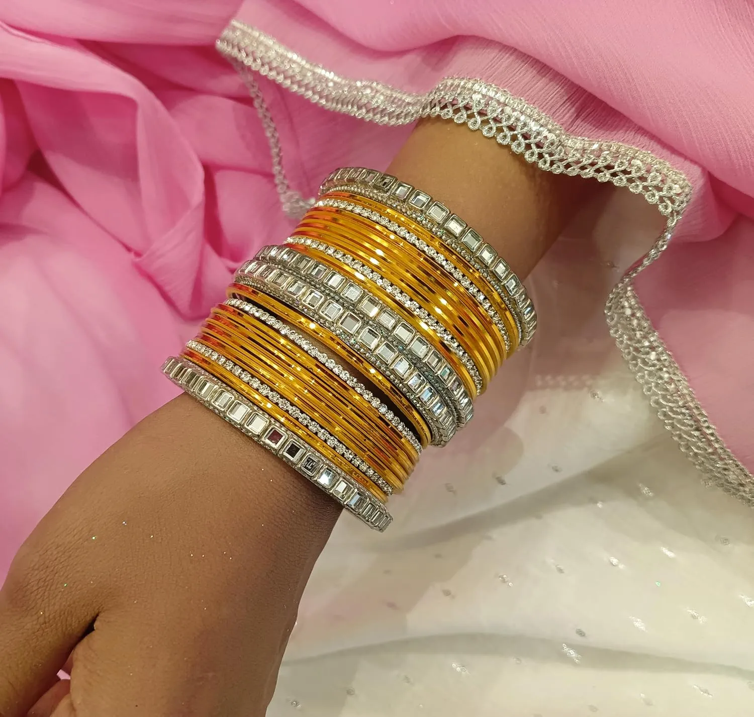 Efulgenz Indian Wedding Bridal Bangle Set CZ Crystal Plain Glossy Metal Bangle Traditional Kundan Boho Oxidized Bangle Bracelet Bollywood Fashion Jewelry for Women