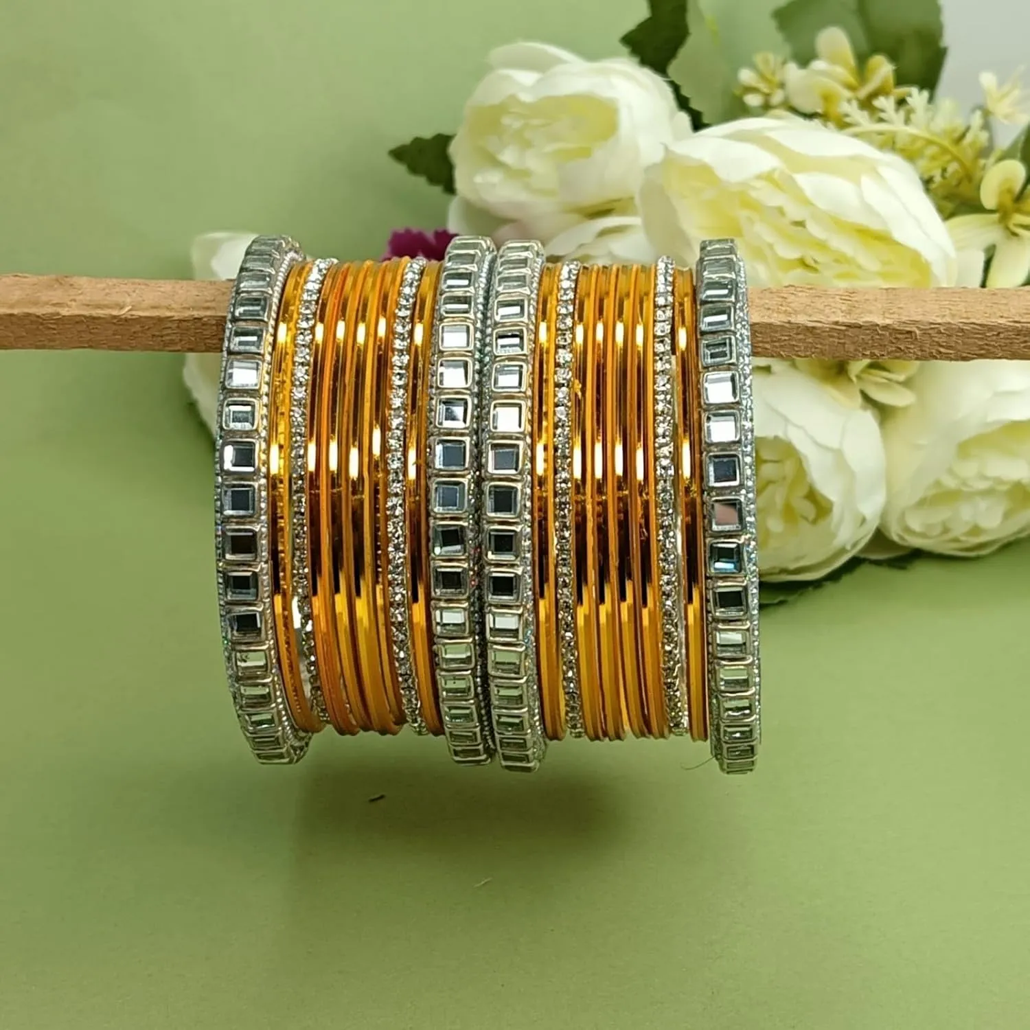 Efulgenz Indian Wedding Bridal Bangle Set CZ Crystal Plain Glossy Metal Bangle Traditional Kundan Boho Oxidized Bangle Bracelet Bollywood Fashion Jewelry for Women