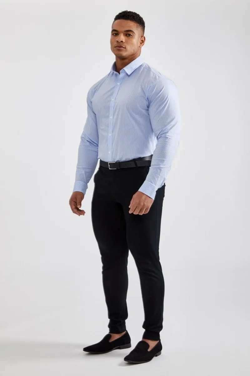 Essential Business Shirt in Striped Light Blue