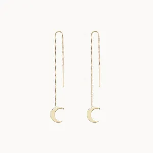 Everyday Little Crescent Moon Threader (14K Gold)