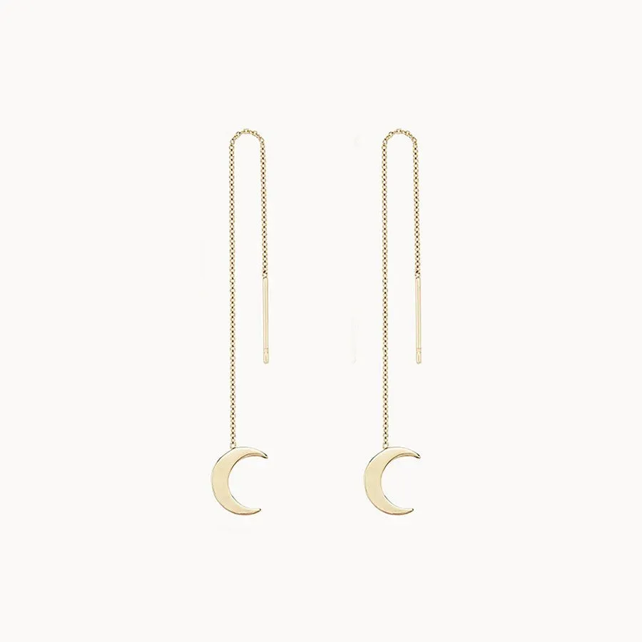Everyday Little Crescent Moon Threader (14K Gold)
