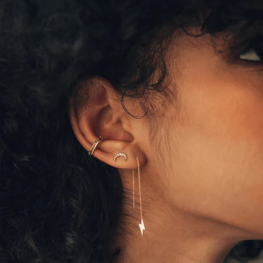 Everyday Little Lightning Bolt Threader Earring (14K Gold)