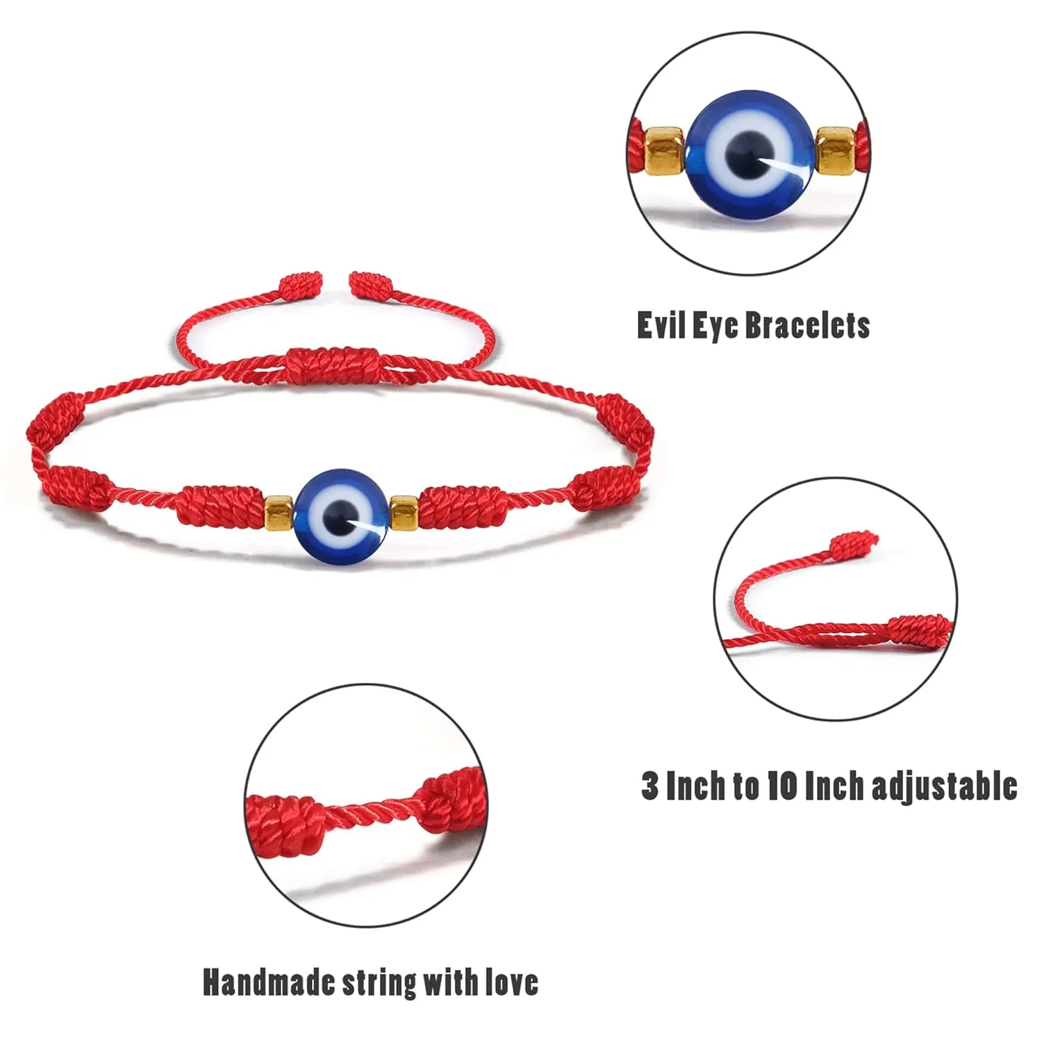 Evil Eye Bracelets for Women Men Handmade Braided Good Luck Bracelet Rope Cord Thread Friendship Bracelet Adjustable String Minimalist Jewelr Anklet Bracelet for Women Red Thread String Bracel