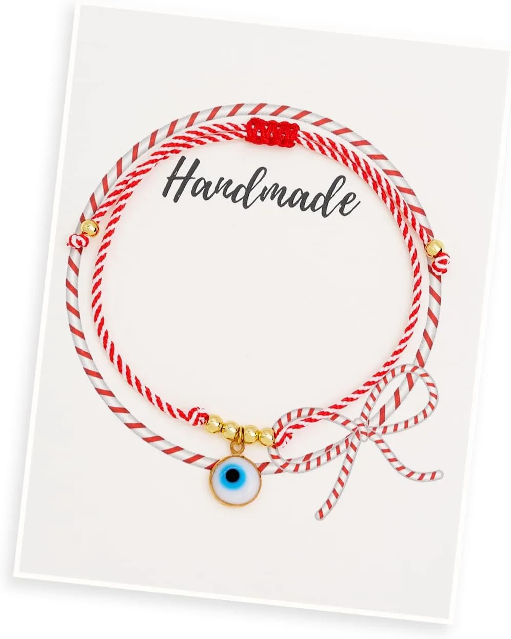 Evil Eye Charm Bracelets for Women, Handmade Red String Protection Bracelet Gold Beads Adjustable Friendship Bracelet Christmas Holiday Jewelry Gifts.