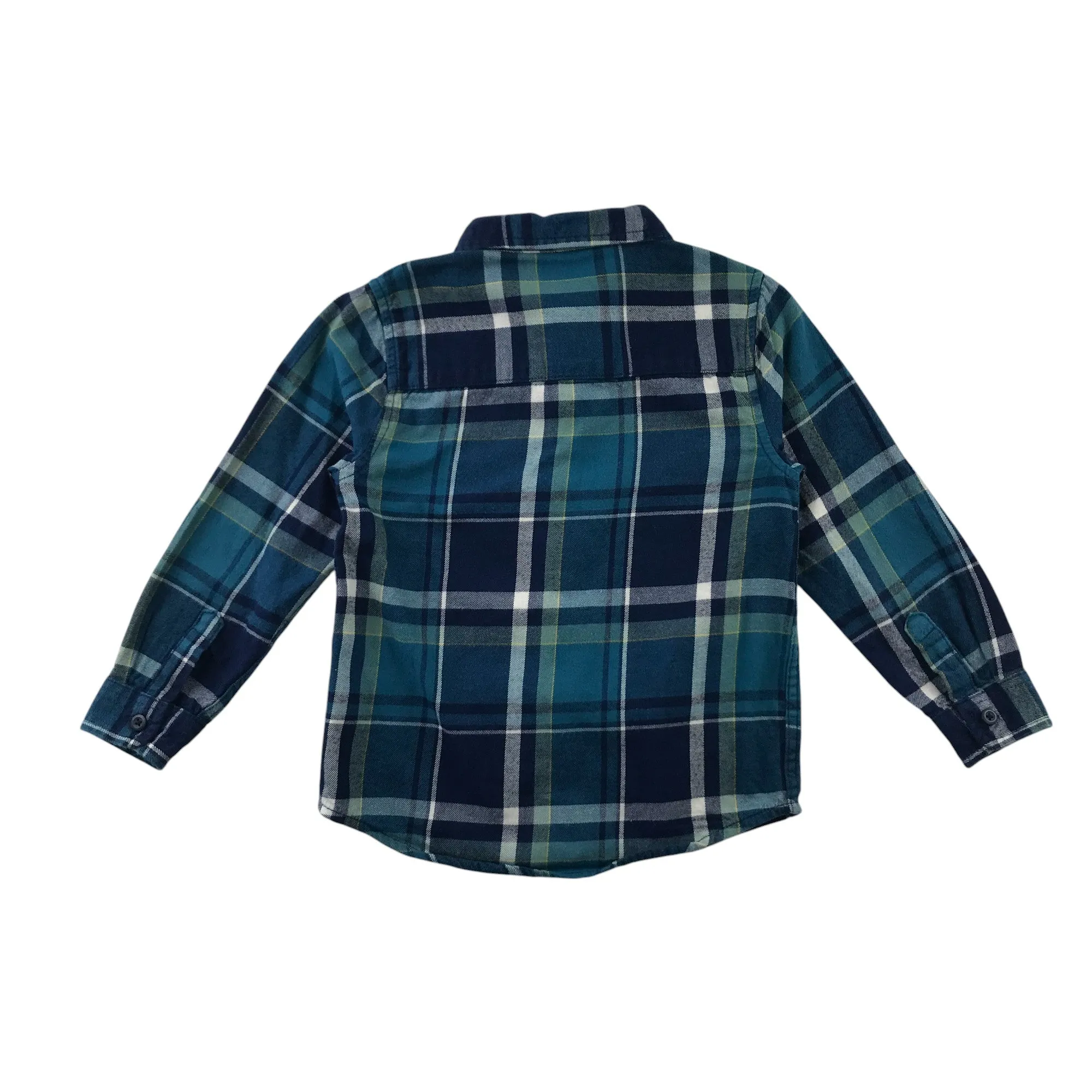 F&F Shirt 5-6 Years Blue Checked Button Up Cotton