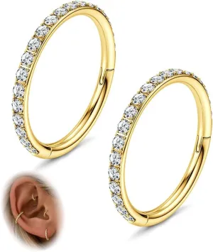 FASACCO 20G 18G 16G Cartilage Hoop Earring 316L Surgical Steel Silver Huggie Hoop Earrings Hypoallergenic Hinged Segment Rings Septum Nose Hoops Daith Conch Helix Tragus Piercing Jewelry 6mm/8mm/10mm