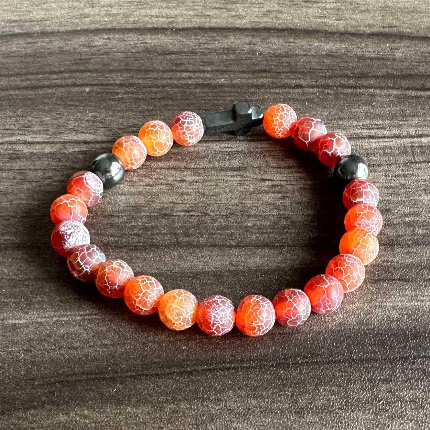 Fashion Cross Stone Bracelet Weathered Agate Beads Bracelet