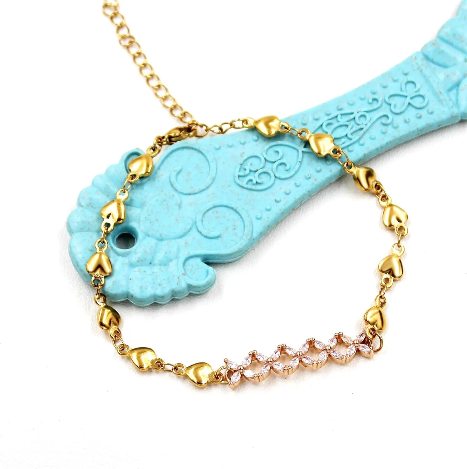 Fashion Gold Plated Adjustable Heart Link Chain BraceletMarquise Cubic Zirconia Infinity Bracelet Friendship Gifts for Best Friends