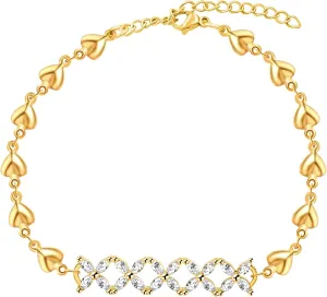 Fashion Gold Plated Adjustable Heart Link Chain BraceletMarquise Cubic Zirconia Infinity Bracelet Friendship Gifts for Best Friends