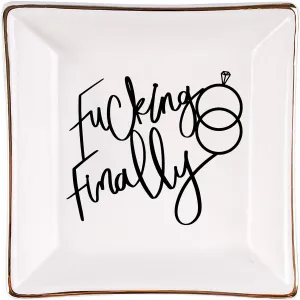 Fcking Finally Bride Jewelry Tray  Funny Bridal Shower & Newly Engaged Gift  Ceramic Ring Dish for Bridesmaids, Wedding Keepsake for Bride-to-Be, Engagement Gift