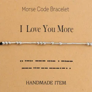 FEELMEM I Love You More Morse Code Bracelet Couples Gift To My Love Jewelry Wedding Gift To My Wife Husband Morse Code