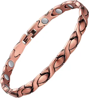 Feraco Copper Bracelets for Women, 99.99% Pure Copper Magnetic Bracelets with Effective Neodymium Magnets, Adjustable Jewelry Gift with Sizing Tool